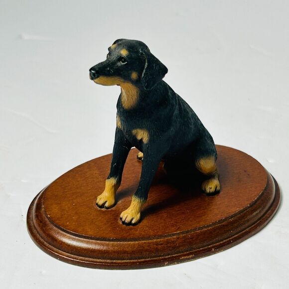 Doberman Pinscher Resin Figurine on Wooden Base Vintage Westland Taiwan 3507 3" - Picture 4 of 7